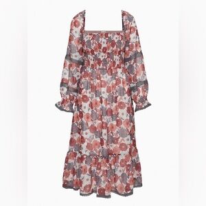 New Aritzia Wilfred Grace Smocked square-neck midi dress